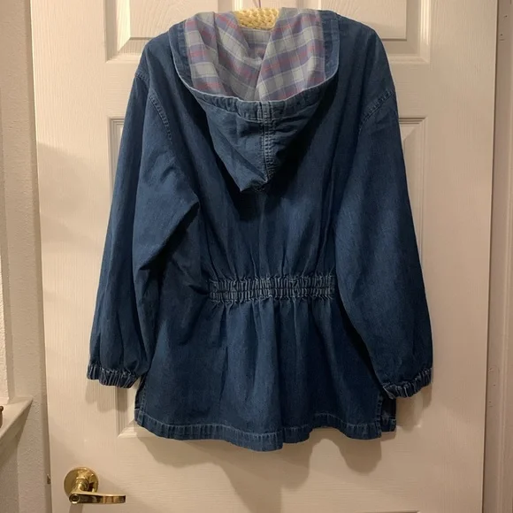 VINTAGE CAROLINA BLUES PLUS DENIM POPOVER JACKET-HOODIE SZ18 -POCKETS/ZIP FRONT - Picture 7 of 7